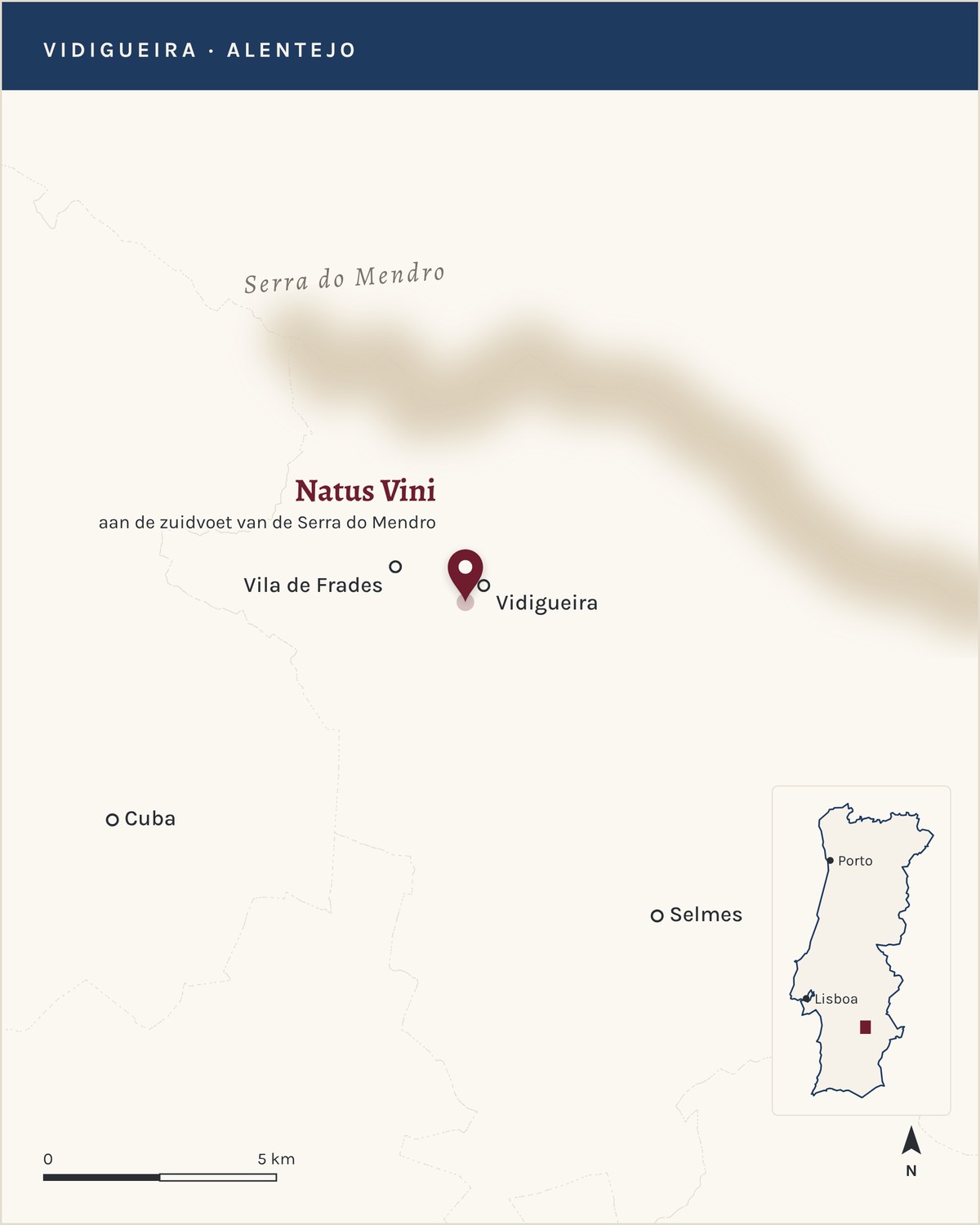 Situation de Natus Vini près de Vidigueira, dans l’Alentejo