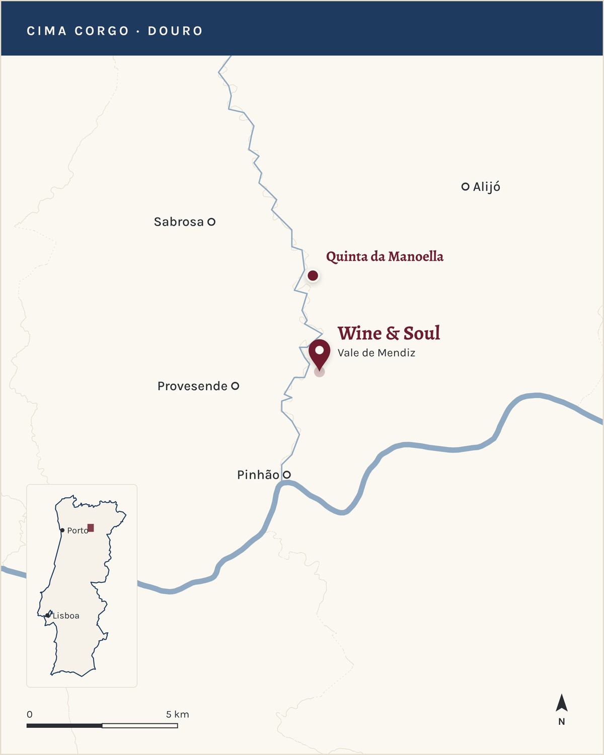 Location of Wine & Soul in Vale de Mendiz and Quinta da Manoella, in the Douro