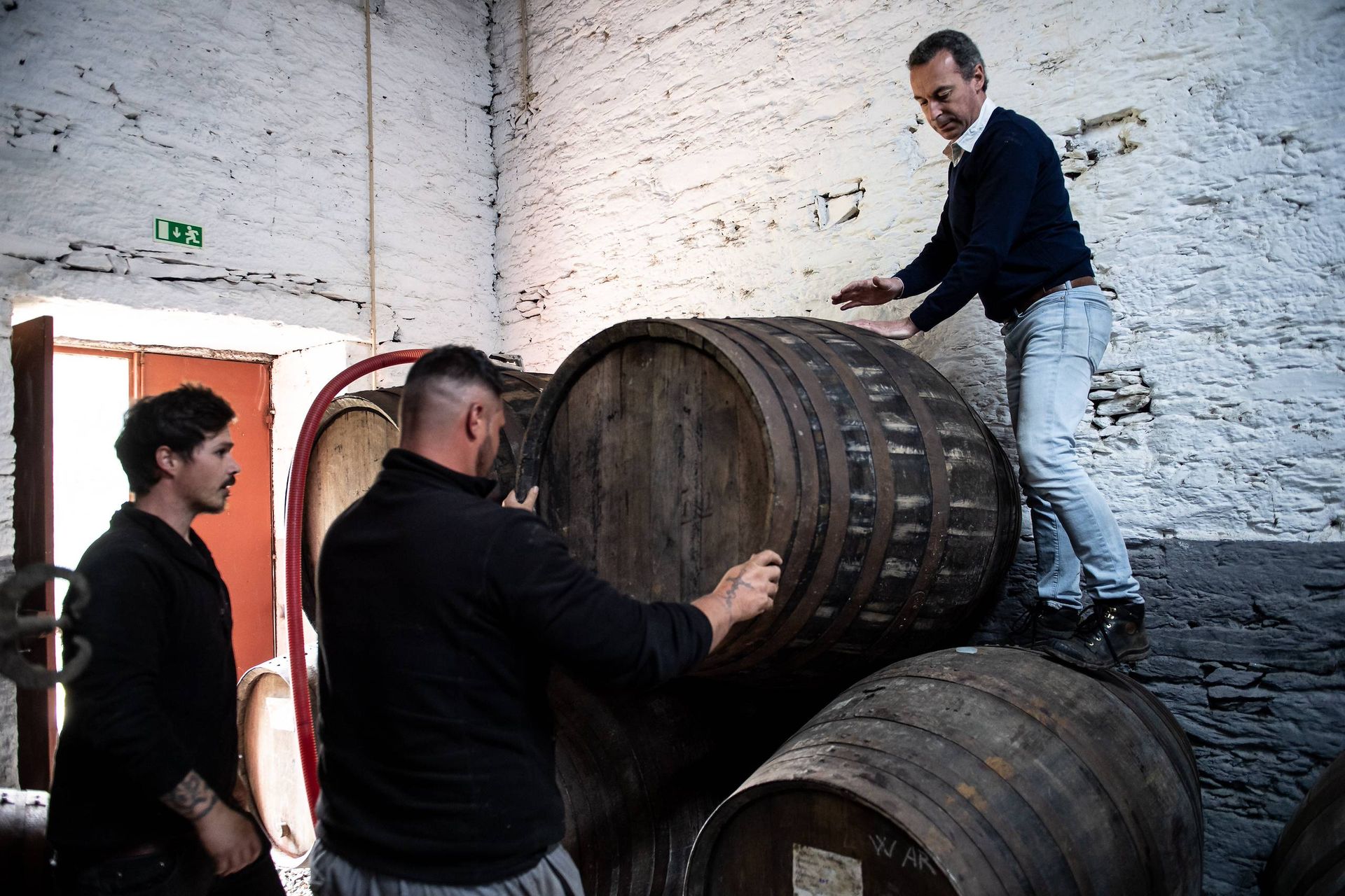 Working on the casks in the Wine & Soul cellar