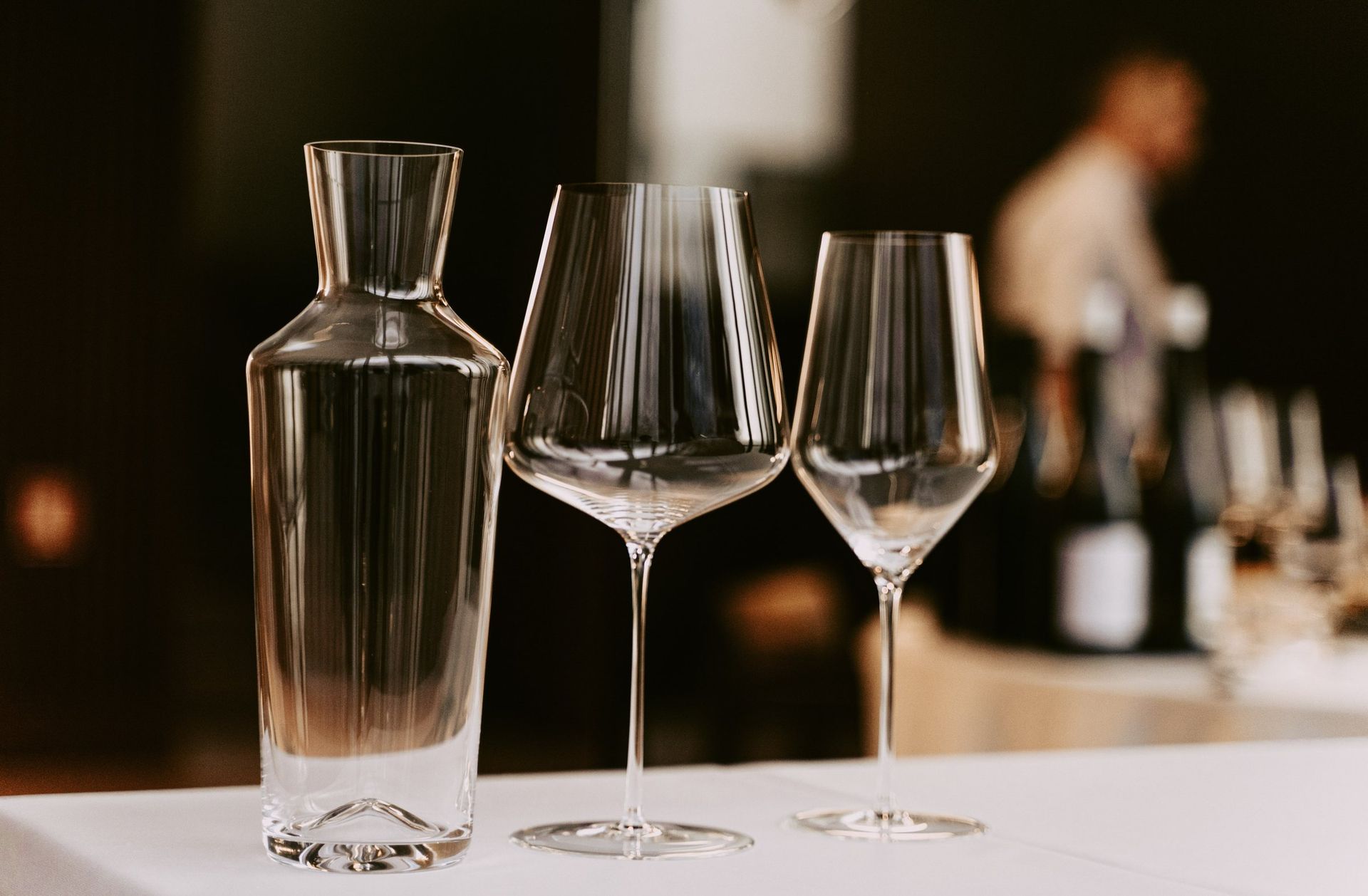 Carafe and glasses on the table