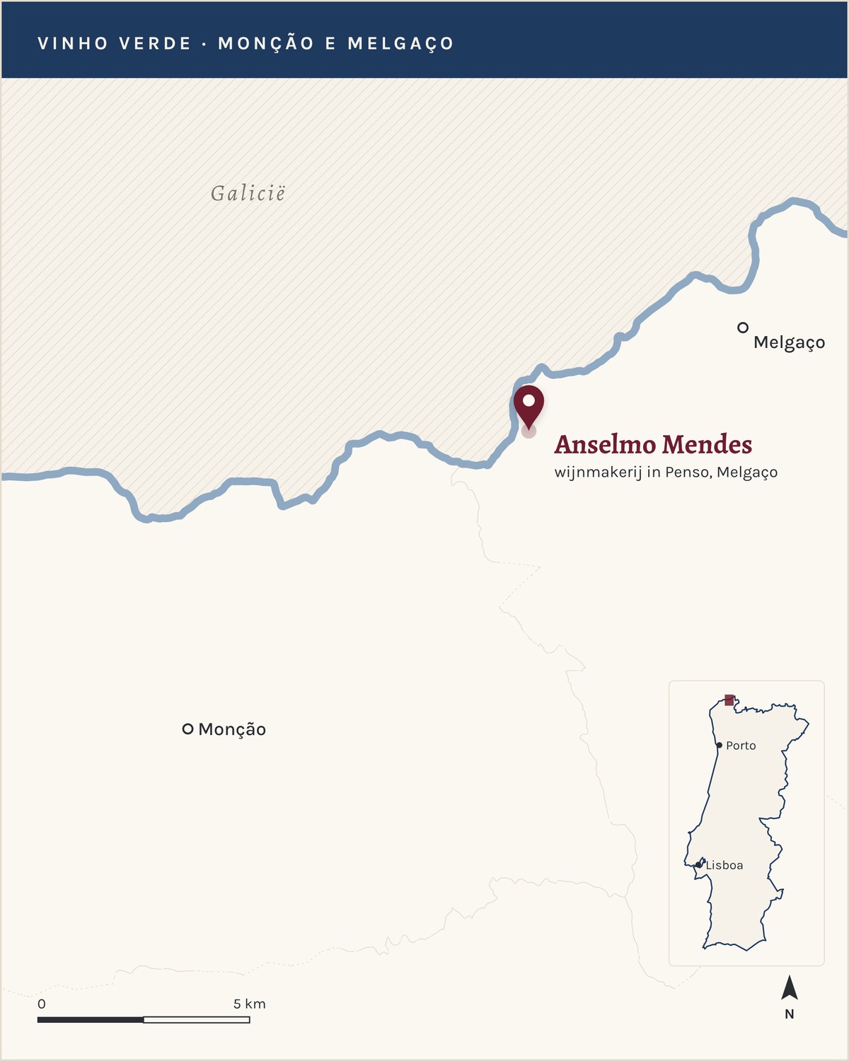 Situation du chai d'Anselmo Mendes à Penso, Melgaço