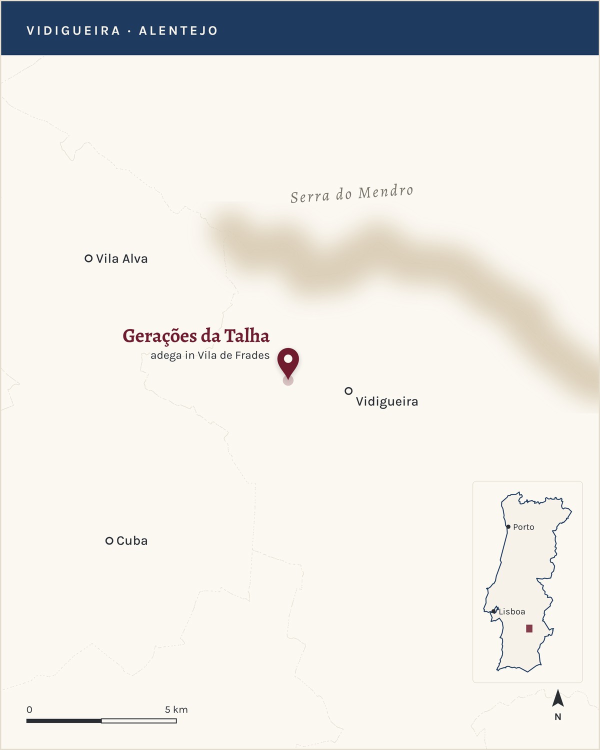 Location of Gerações da Talha in Vila de Frades, in the Alentejo